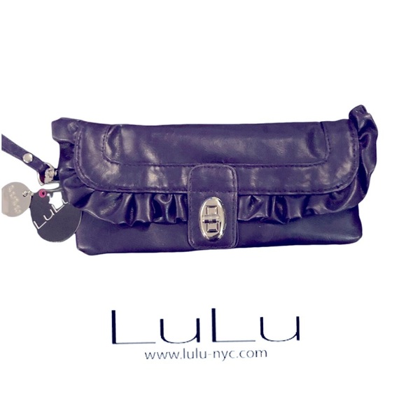 Lulu NYC Handbags - Lulu NYC Vegan Wristlet Fully Lined with Ruffled Edge/Wrist Strap- NWT, Purple